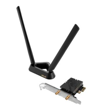 Imagem de ASUS Adaptador PCE-BE92BT WiFi 7 PCI-E com 2 antenas externas. Suporta banda de 6 GHz, 320 MHz, Bluetooth 5.4, segurança de rede WPA3, OFDMA e MU-MIMO, compatível apenas com placas-mãe Intel