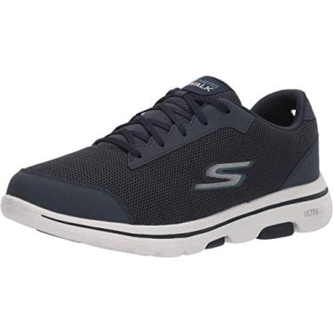Imagem de Skechers Gowalk 5 Tênis de caminhada masculino de malha atlética com cadarço e desempenho, Azul marinho/azul, 41