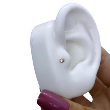 Imagem de Piercing Titânio Labret Ponto de luz Dourado Pedra Zircônia - RaraStee
