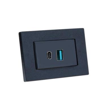 Imagem de Espelho de Tomada Simples Reto com 2 USB 9.0A - CONNECT CAIXA TOMADA, 