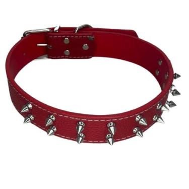 Imagem de Coleira Para Pit Bull Com Spike Grande Porte Rotweiller - H2, Vermelho