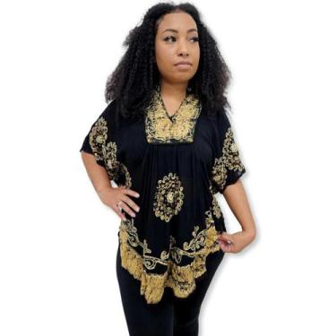 Imagem de Bata Indiana estilo Poncho Bordado Batik Plus Size PU 009 - Sarat Moda