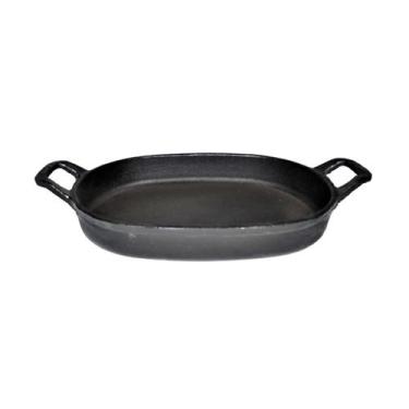 Imagem de Assadeira Ferro Fundido Lisa Oval Alça Ferro St 35X24Cm - Rig Fundidos