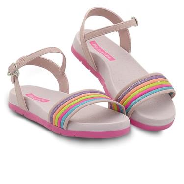Imagem de Sandália Infantil Papete Menina Birken Tiras Vibrantes (Nude, BR, Criança de 4 a 8 anos, Numérico, 27)