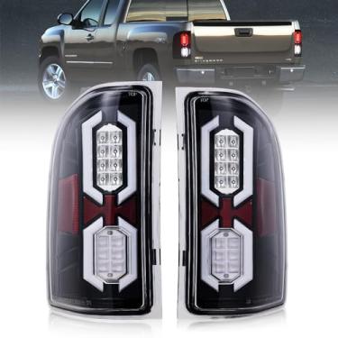 Imagem de TUZILLA Compatível com Chevy Silverado 1500 2500 HD 3500 HD 2007-2013 conjuntos de luzes traseiras de LED lâmpada traseira de fiação (caixa preta) / lente transparente) um par