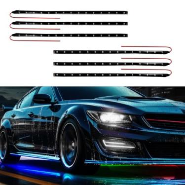 Imagem de PACLVIO 6 peças de 15 luzes de LED na parte inferior da carroçaria, 3 m, à prova d'água, 12 V, LED, interior, exterior, com fio de 15 polegadas, fita de luz automática flexível, decoração universal