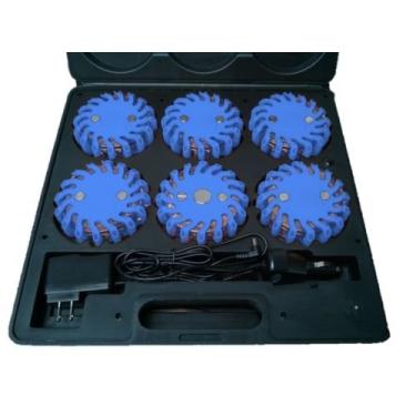 Imagem de RPF16LLM6 6EA 9-Funções Capa Recarregável Portátil 16 LED Power Flare Marcadores de Energia Magnéticos de Emergência na Estrada - Azul