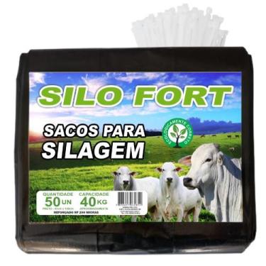 Imagem de Sacos Para Silagem Prt 51x100 200 Micras C/50 + Abraçadeiras - SILO FO