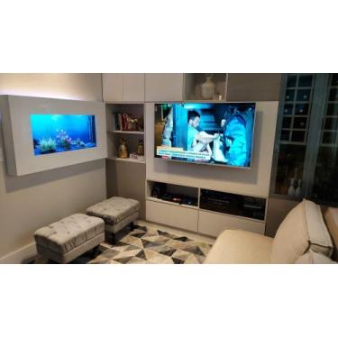 Imagem de Aquario de Parede Life Decor Decoração de Sala, Branco, 120cm x 70cm x