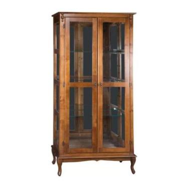 Imagem de Cristaleira 205x100cm 2 Portas + Prateleiras em Vidro, Espelho e Pés L