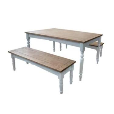 Imagem de Conjunto Mesa Gourmet 200x100 com Bancos - Pés Torneados - Tommy Desig