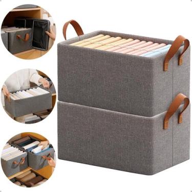 Imagem de Kit 2 Caixa Organizadora Guarda Roupa Cesto Dobrável Multiuso Retangul