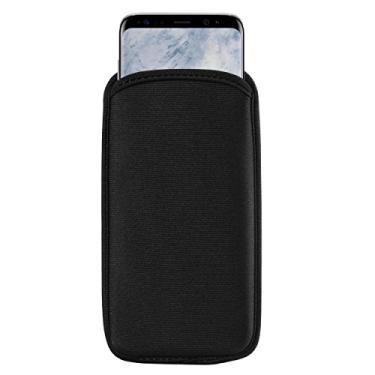 Imagem de Capa protetora pequena de neoprene compatível com Apple iPhone XR / 13 12 11 Pro/Samsung Galaxy Note 10 / S22 S10 S9 S8 A10e / Google Pixel 5 / 4a / 4/3 preta