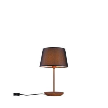 Imagem de Abajur de Mesa Slim 35cm Castanho Cúpula Preta Madelustre