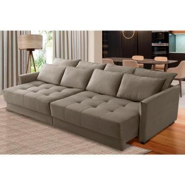 Imagem de Sofá Sem Caixa Retrátil Reclinável 2,50m Clara Veludo Cappuccino Kaleo