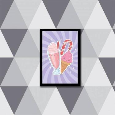 Imagem de Quadro Ilustrativo Sorvete e Milk Shake 45x34cm - com vidro - Quadros 