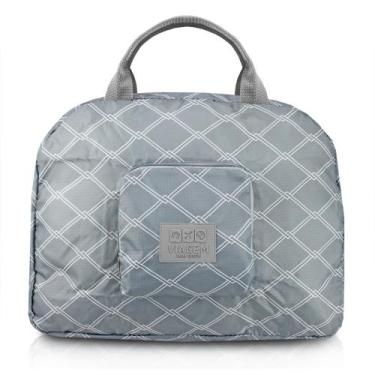 Imagem de Bolsa de Viagem Dobrável Trapézio Geométrico Jacki Design Cinza