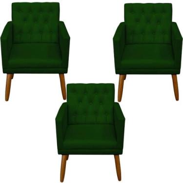 Imagem de Kit 3 Poltronas Capitone Decorativa para Sala de Espera Sala de Estar 