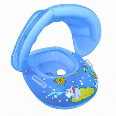 Imagem de Boia Barco Inflável Cobertura Retrátil Para Proteção Solar - NLQT, Azu