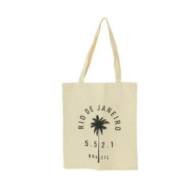 Imagem de Bolsa Feminina Ecobag  100% algodão Estampa RJ +55 21 - CARIOCA MAIS