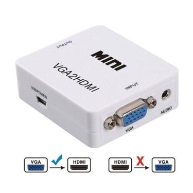 Imagem de Mini Conversor VGA para Hdmi 1080p Monitor Audio Tv Notebook - Exbom