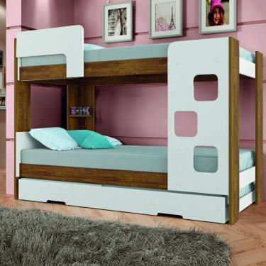 Imagem de Treliche Infantil em MDF 197cm Vegas Tigus Baby - Branco/Amadeirado