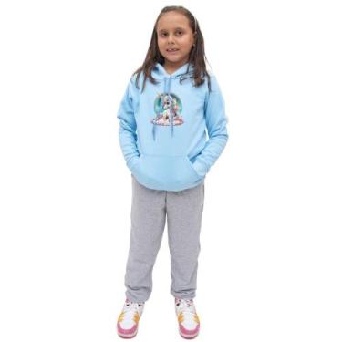 Imagem de Conjunto Infantil Longo Menina Blusa Manga Longa Estampa de Unicornio 