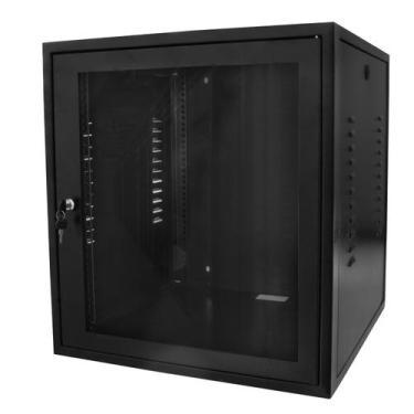 Imagem de Mini Rack De Parede Padrão 19" 12U x570mm Com 2 Planos - Preto - Conta