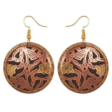 Imagem de Novo! Touchstone Bollywood indiano feito à mão maravilhoso gravura floral fabulosa aparência dramática forma redonda designer joias leves brincos em tom de ouro antigo para mulheres., Sem pedra preciosa