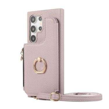 Imagem de Porta-cartões com zíper, carteira de couro, anel, espelho de maquiagem, capa para Samsung Galaxy S24 Ultra S23 Plus S22 A15 A35 A55 A05 A25, roxo, para Samsung A05