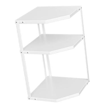 Imagem de Prateleira de Canto Pequena para Cozinha, Rack Em Forma de Ventilador, Economizador de Espaço, Suporte de Panelas de Aço Carbono Estável (3 Camadas Branco 27x27x45,5cm)
