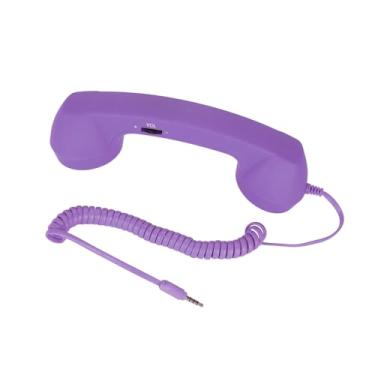 Imagem de Heayzoki Aparelho de telefone celular, retrô de 3,5 mm, microfone receptor, alto-falante de microfone, receptor portátil para smartphone (roxo1)