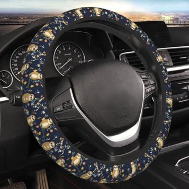 Imagem de Yiohaha Capa de volante floral pequena preguiça 38 cm carro caminhão SUV capa de volante universal protetor durável acessórios de carro
