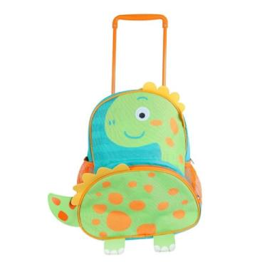 Imagem de Mochila de Rodinhas Dinossauro Verde - Prática e Colorida, Ideal para Crianças na Volta às Aulas e Viagens
