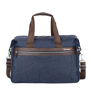 Imagem de Travelpro Platinum Elite Bolsa esportiva de viagem macia, para fim de semana, bolsa de ginástica, masculina e feminina, 49 cm, 49L, azul marinho verdadeiro, Cinza vintage, 19 Inch, Platinum Elite