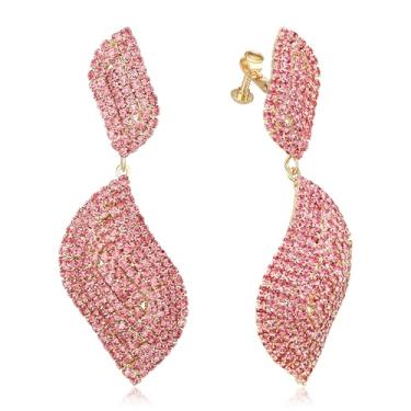 Imagem de Crysdue Brincos pendentes de casamento com folhas de cristal, banhado a prata/preto/ouro, brincos pendentes de formatura para mulheres, Zinco, Cristal