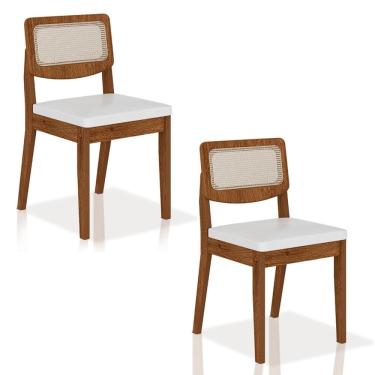 Imagem de Kit 2 Cadeiras Sextavada Bari Freijó/corino Branco - Móveis Arapongas