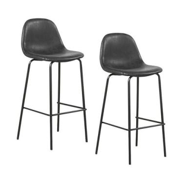 Imagem de Kit 2 Bancos Tânia Preto Vintage PU - Rivatti