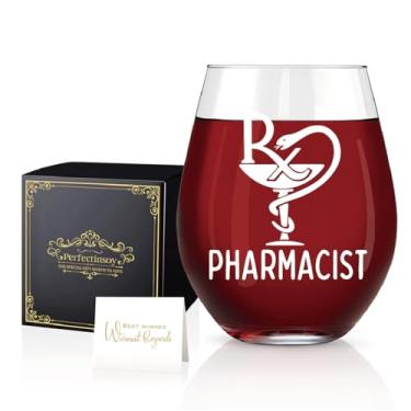 Imagem de Perfectinsoy Taça de vinho de farmacêutico, presentes engraçados de taça de vinho sem haste para farmacêuticos, presentes de técnicos de farmácia, presentes de farmacêutico para mulheres e homens,