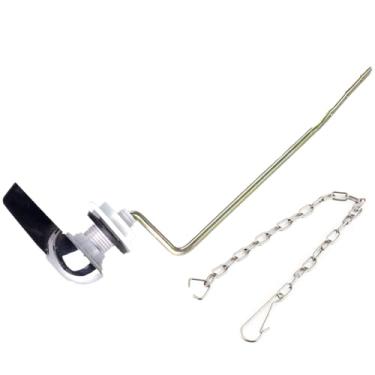 Imagem de Much Hotter Substituição universal da alavanca de descarga do tanque do vaso sanitário - montagem frontal, acabamento cromado com correntes de aço inoxidável (flanco)