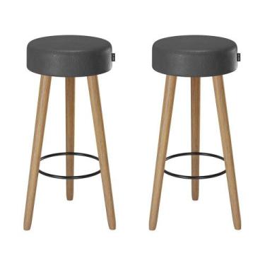 Imagem de Kit 2 Banquetas Alta Estofada 70 cm Pés Palito P/ Área Gourmet Bancada