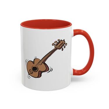 Imagem de Caneca de café com destaque musical - presente para músicos, amantes de café, presentes para amantes de bandas, utensílios de bebida de guitarra, design exclusivo de xícara