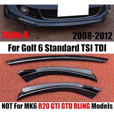 Imagem de Compatível para Golf 6 MK6 Compatível para TSI TDI Standard 2008 2009 2010 2012 Maxton Style Car Frente Bumper Splitter Lip Difusor Body Kit Spoiler Guard(Carbon Fiber pattern)