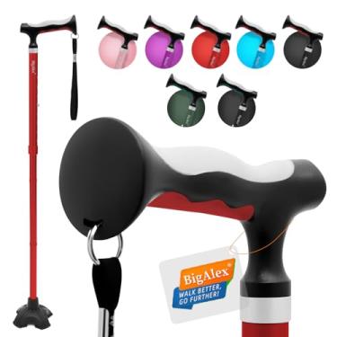 Imagem de BigAlex Bengala Leve E Dobrável Com Cabo De Tpr Macio E Confortável Para Idosos E Adultos Idosos, Cabo Maior Para Maior Conforto, Bastão De Suporte Ajustável, Auxílio De Viagem Portátil Para Homens