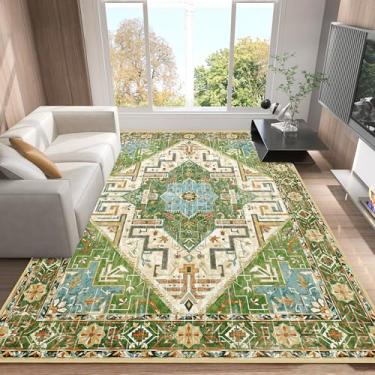 Imagem de Arenarug Tapete Boho 12 x 18 cm Boêmio Lavável para Sala de Estar Quarto Tapetes Antiderrapantes Resistente a Manchas Vintage Oriental Tapete Grande Interior para Cozinha, Sala de Jantar, Escritório,