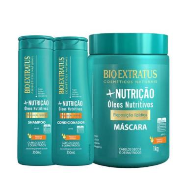 Imagem de kit Mais Nutrição 1 Shampoo 1 Condicionador 350ml 1 Mascara 1kg Bio Ex