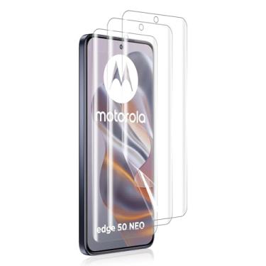 Imagem de CeiLarv Pacote com 3 protetores de tela para Motorola Edge 50 Neo flexível TPU com suporte para desbloqueio de impressão digital HD sensível ao toque protetor de tela para Motorola Edge 50 Neo