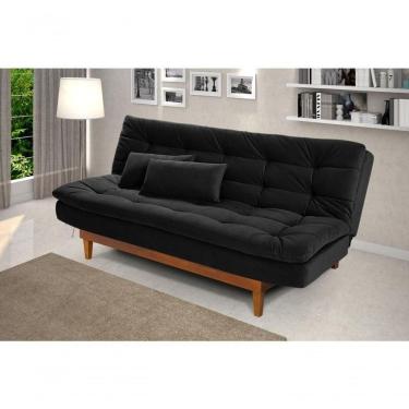 Imagem de Sofá Cama Dubai 3 Lugares Império Reclinável Casal Pés Madeira Espuma Especial D33 Madero Preto 381