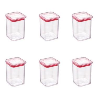 Imagem de Kit 6 Pçs Potes Porta Condimentos Temperos Plasútil Acrílico Tampa Her