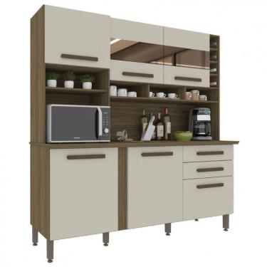 Imagem de Cozinha Alexia 6 Portas 2 Gavetas Com Espelho Imop Móveis Nogal Off White